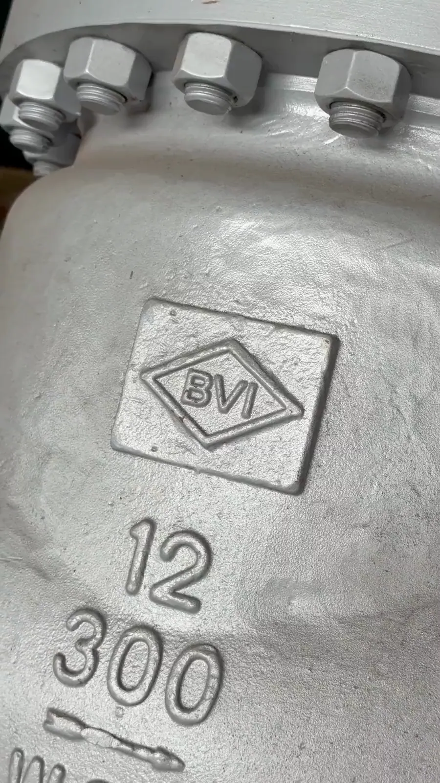 Emblema BVI fundido no corpo de uma válvula