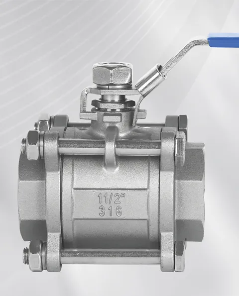 Válvula esfera tripartida BVI em aço inox com alavanca